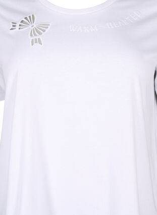 Zizzi T-shirt z bawelny organicznej z kokardka, Bright White, Packshot image number 2