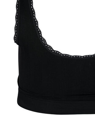 Zizzi Soft, lace trim bra, Black, Packshot image number 3