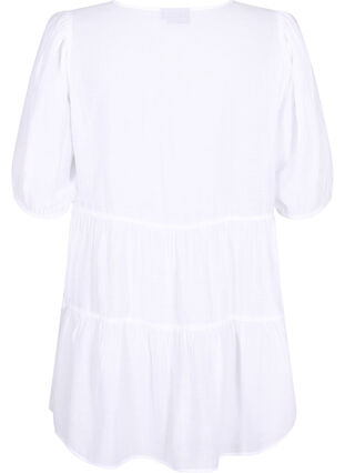 Zizzi Wiskozowa tunika o trapezowym kroju i z ozdobnym sznurowaniem, Bright White, Packshot image number 1