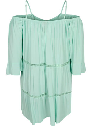 Zizzi Beach tunic with off-shoulder, Brook Green, Packshot image number 1