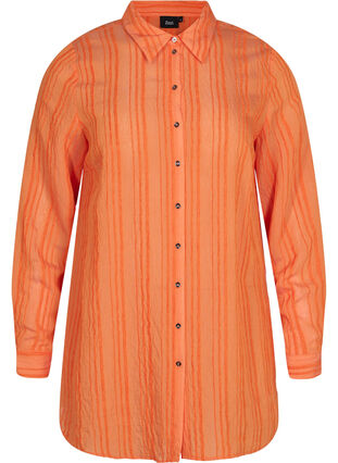 Zizzi Long striped shirt with long sleeves, Harvest Pumpkin, Packshot image number 0