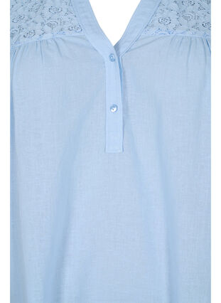 Zizzi Cotton blouse with lace details, Chambray Blue, Packshot image number 2