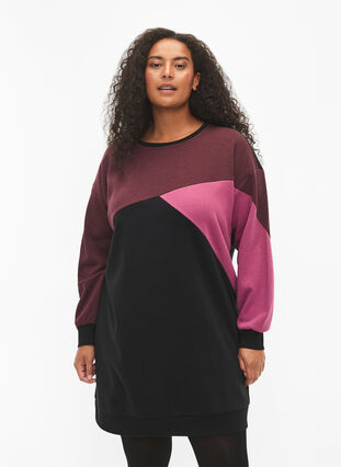 Zizzi Dluga bluza z kolorowym wzorem, Fudge Color B. , Model image number 0