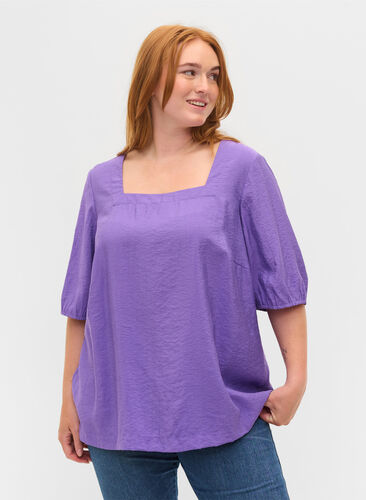 Zizzi Balloon sleeve blouse, Passion Flower, Model image number 0