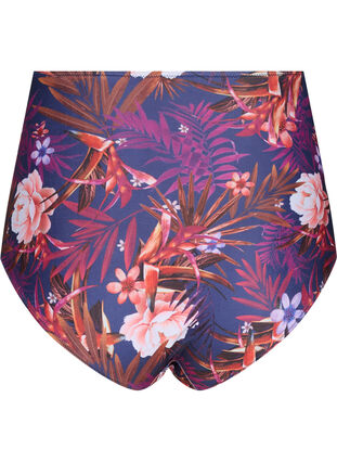 Zizzi Doly bikini w paski z wysokim stanem, Purple Flower, Packshot image number 1