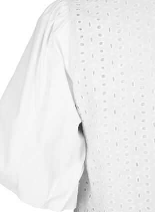 Zizzi Bluzka z bufiastymi rekawami i koronkowym wzorem, Bright White, Packshot image number 3