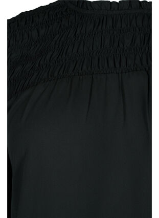 Zizzi Long-sleeved blouse with smocking, Black, Packshot image number 3