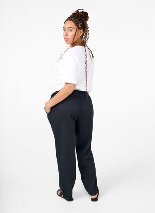 Zizzi Bawelniano-lniane spodnie z kieszeniami, Black, Model image number 1