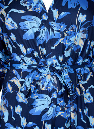 Zizzi Pregnancy kimono with 3/4 sleeves, Blue Flower Print, Packshot image number 2