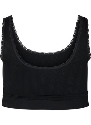 Zizzi Soft, lace trim bra, Black, Packshot image number 1