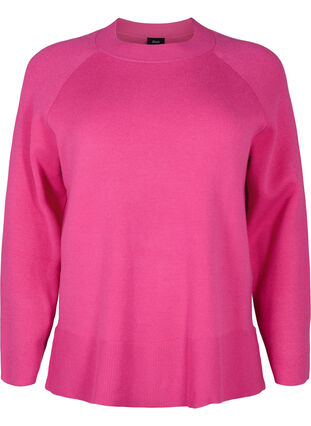 Zizzi Sweter z mieszanki wiskozy z rozcieciem z boku, Raspberry Rose, Packshot image number 0