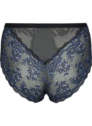 Zizzi Koronkowe spodnie 3/4 z wysokim stanem, Black w. blue lace, Packshot image number 1