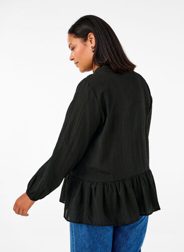 Zizzi Wiskozowa bluzka z peplum, Black, Model image number 1