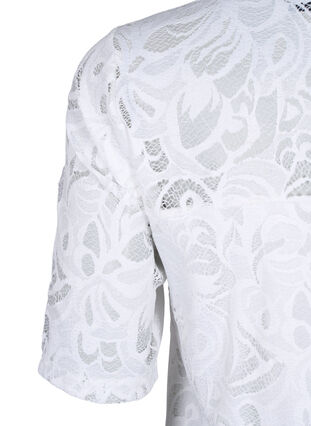Zizzi Koronkowa bluzka z krótkimi rekawami, Bright White, Packshot image number 3