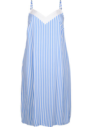 Zizzi Flash – sukienka w paski z wiskozy, L. Blue White Stripe, Packshot image number 0