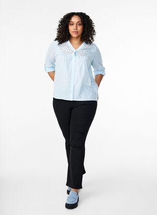 Zizzi FLASH – koszula z szydelkowym detalem, Cashmere Blue, Model image number 2