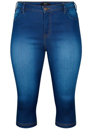 Zizzi Amy capri jeans z wysokim stanem i bardzo dopasowanym krojem, Blue Denim, Packshot image number 0