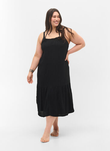 Zizzi Long beach dress in viscose, Black, Model image number 0