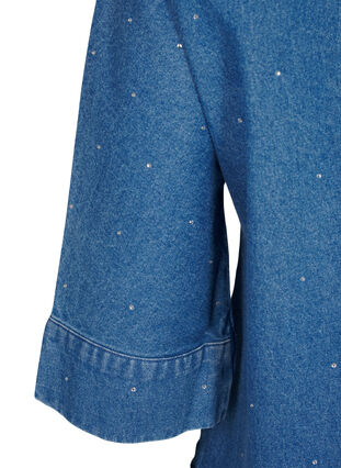 Zizzi Dzinsowa koszula z krysztalkami i rekawami 3/4, Bl. Denim Rhinestone, Packshot image number 3