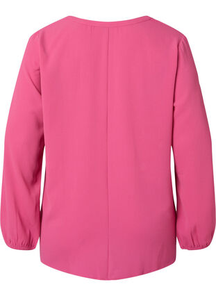 Zizzi Jednokolorowy top z dekoltem w szpic, Shocking Pink, Packshot image number 1