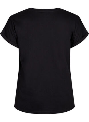 Zizzi T-shirt z organicznej bawelny ze zlotym nadrukiem, Black W. Free, Packshot image number 1