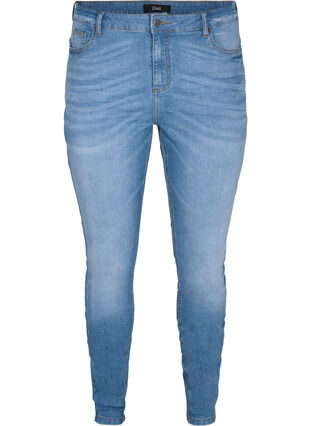 Zizzi Emily jeans with slim fit and normal waist, Blue denim, Packshot image number 0