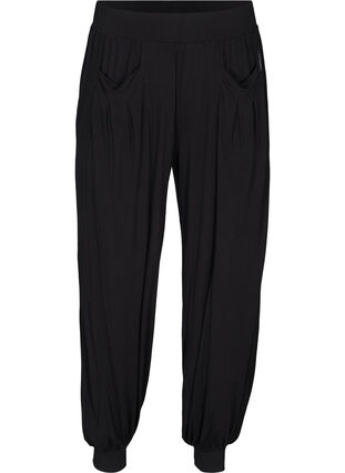 Zizzi Loose viscose trousers with pockets, Black, Packshot image number 0