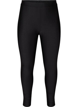 Zizzi Blyszczace legginsy z kieszeniami z tylu, o dlugosci 7/8, Black, Packshot image number 0