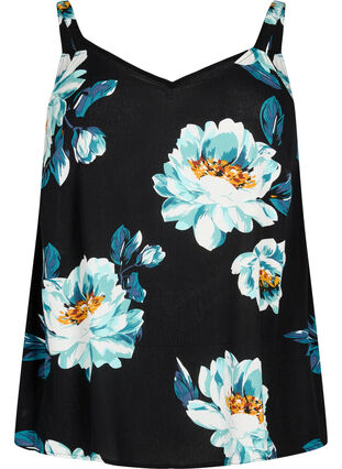 Zizzi Sleeveless top in viscose, Black Big Flower, Packshot image number 0