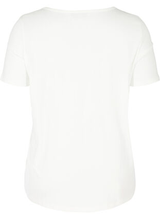 Zizzi T-shirt z krótkim rekawem i dekoltem w szpic, Warm Off-white, Packshot image number 1