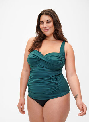 Drapowane tankini, Deep Teal, Model image number 0