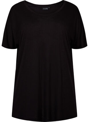 Zizzi Training t-shirt in viscose with round neckline, Black, Packshot image number 0