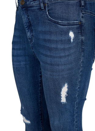 Zizzi Bardzo waskie jeansy Amy z przetarciami, Blue Denim, Packshot image number 2