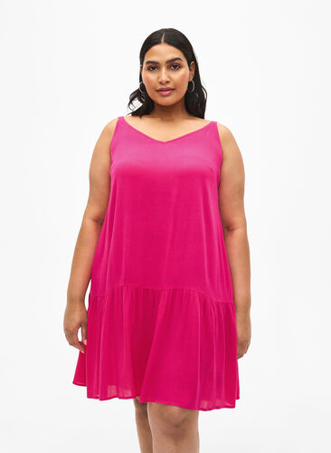Zizzi Wiskozowa letnia sukienka na ramiaczkach, Raspberry Sorbet, Model image number 0