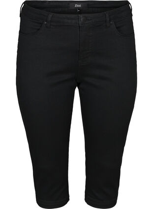 Zizzi Amy capri jeans z wysokim stanem i bardzo dopasowanym krojem, Black, Packshot image number 0