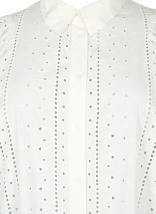 Zizzi Bawelniana sukienka koszulowa z haftem angielskim, Off White, Packshot image number 2