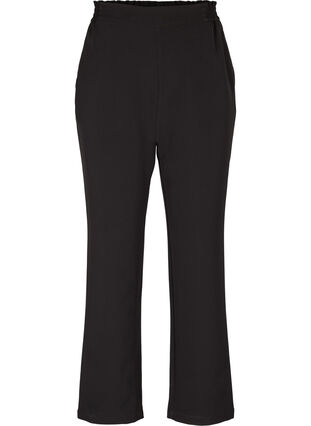 Zizzi Monochrome trousers with straight fit, Black, Packshot image number 0