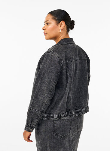 Zizzi Kurtka jeansowa z ukrytym zamkiem, Dark Grey Denim, Model image number 1