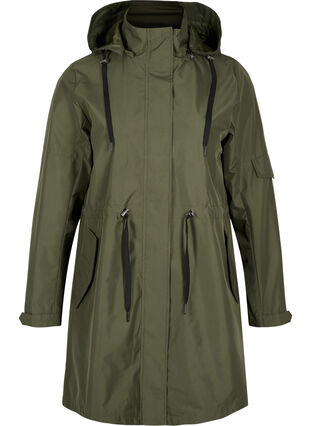 Zizzi Waterproof parka with detachable hood, Forest Night, Packshot image number 0