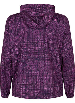 Zizzi Sports anorak with zipper and pockets, Square Purple Print, Packshot image number 1