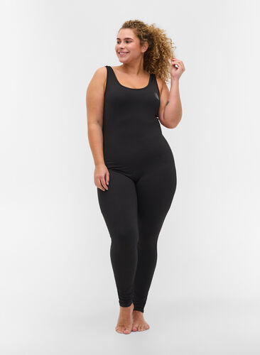 Zizzi Tight-fitting exercise jumpsuit, Black, Model image number 0