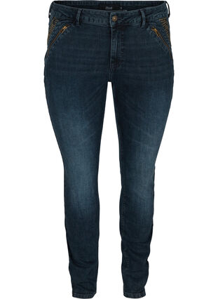 Zizzi Slim fit Emily jeans with studs, Dark blue, Packshot image number 0