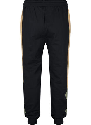 Zizzi Sweatpants with track details, Black/Camel, Packshot image number 1