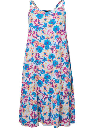 Zizzi Wiskozowa letnia sukienka na ramiaczkach, Multi Flower AOP, Packshot image number 0
