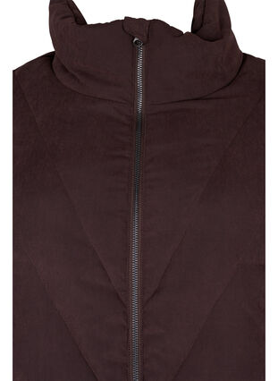 Zizzi Short winter jacket with zip and high collar, Black Coffee, Packshot image number 2