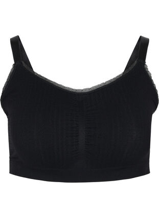 Zizzi Soft bra with small lace trim, Black, Packshot image number 0