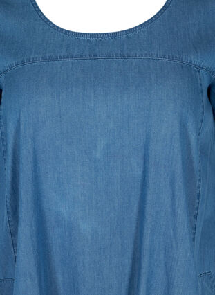 Zizzi Short-sleeved denim dress with pockets, Blue denim, Packshot image number 2