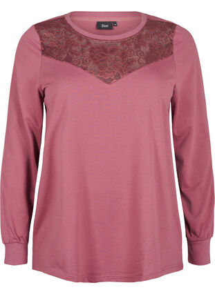 Zizzi Bluza z koronkowymi detalami, Rose Brown, Packshot image number 0