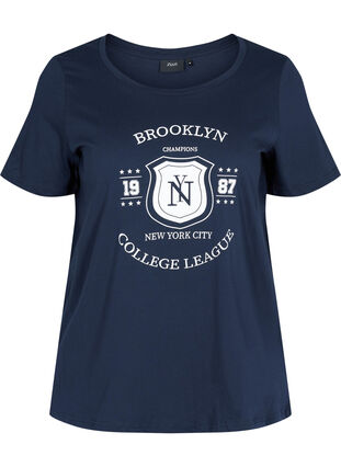 Zizzi Cotton t-shirt with print, Night Sky BROOKLYN, Packshot image number 0