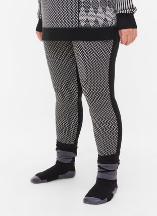 Zizzi Ski leggings in wool, Medium Grey Comb, Model image number 2